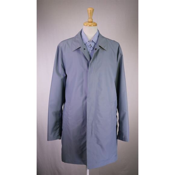 Kiton Gray Wool Mohair Trench Overcoat Coat Suede Trim Eu 56 - US 46 - Picture 1 of 9